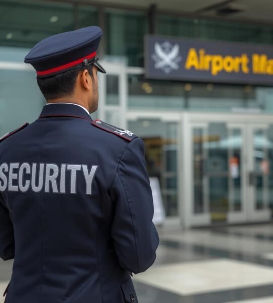 i am goging to develop a website for a security company in pakistan create a security guard picture about airport protocol services